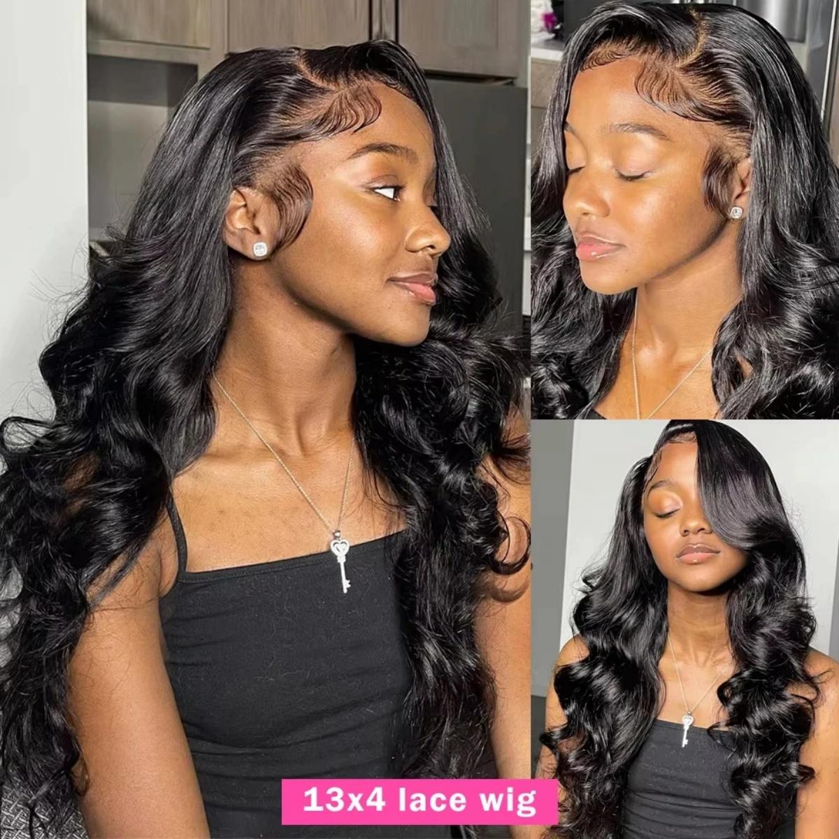 13x6 Lace Front Wigs Human Hair Pre Plucked 180 Density 13x4 HD Body Wave Lace Front Wigs Human Hair Brazilian Lace Frontal Wigs Human Hair wigs for Women Glueless Wigs Human Hair Pre Plucked Black Color