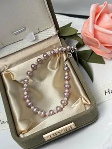 [PEARLURY]Real Pearl Bracelet Girly Fairy Stylish Purple with White Pearl Jewelry Freshwater Seedless Shiny