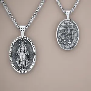 Brighthive Virgin Mary Necklace s925 Sterling Silver Miraculous Medal Jewelry Mother Mary Pendant Amulet It is a Wonderful Gift for Women and Men on Christmas, Valentine's Day and birthdays faith  based  jewelry