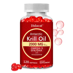 Didacat Antarctic Krill Oil 2000mg - Premium Omega-3 EPA/DHA with Astaxanthin for Joint, Brain & Heart Support - 120 Softgels