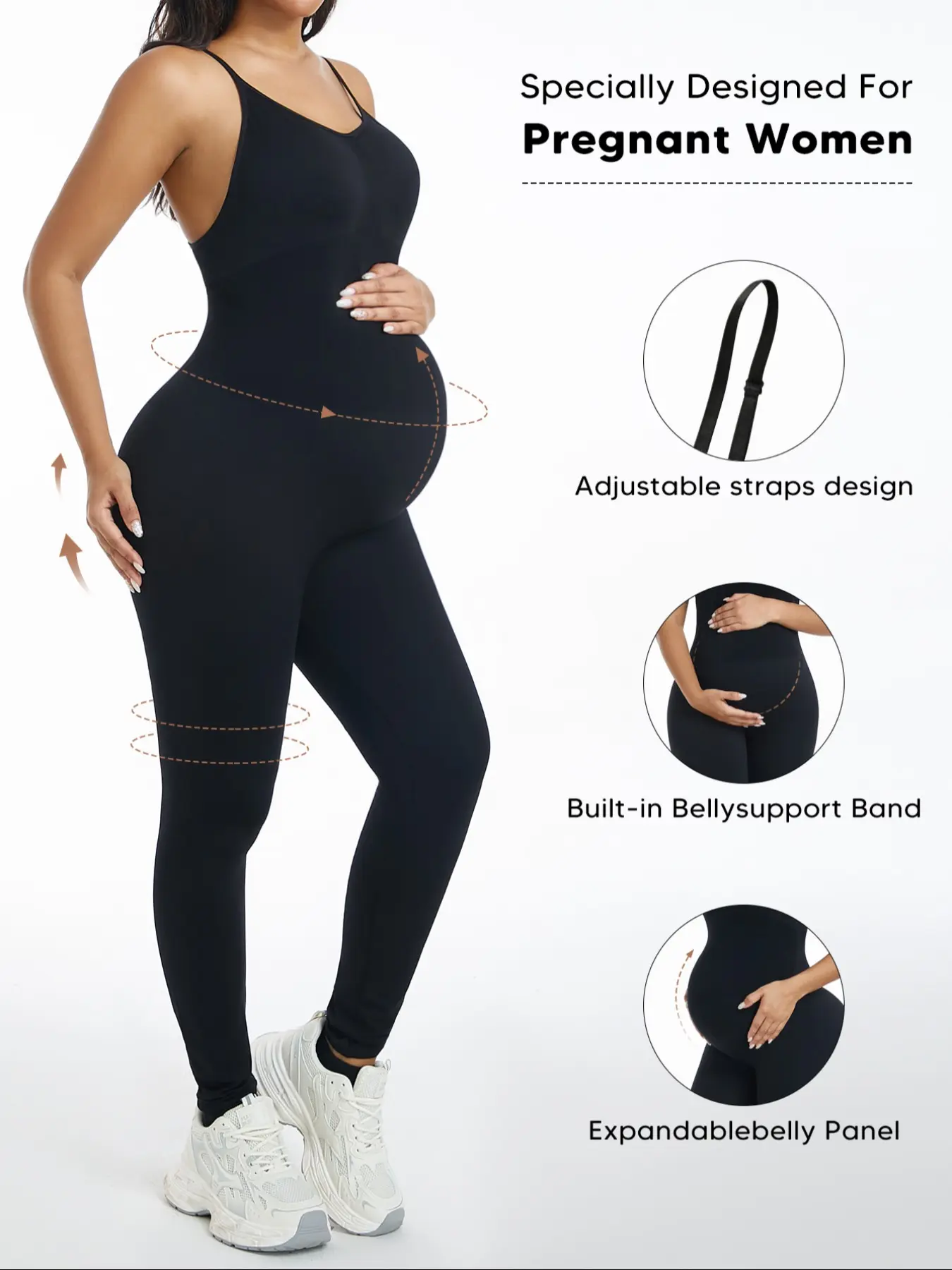 Maternity Bodysuit over Belly Support, Sleeveless Pregnancy Jumpsuit, Stretchy One Piece Romper for Pregnant Women, Versatile for Yoga & Casual, Maternity Outfits, Pregnancy Clothes