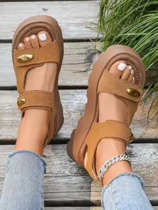 Women's Thick Sole Roman Sandals, Thick Soled Sandals, Summer Casual PU Leather Slippers, Soft Bottom Fashion Shoes, Ideal for Beach and Daily Wear