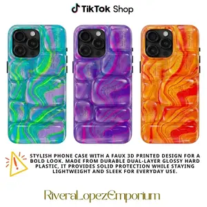 Bubble Style Pattern Printed 3D Effect Tough Phone Case, Cool Crush IceCube Pattern Phone Case, 3D Visual Printed Graphic Hard Phone Cover, Phone Accessories