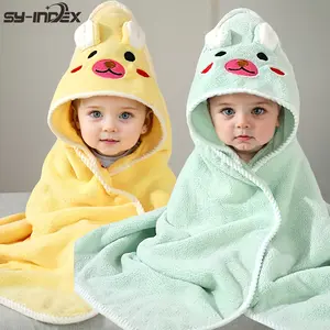 [Ultra-Soft]. |   Super Absorbent] 2-Pack Ultra-Soft Baby Bath Towel Cape |   Polyester, Animal Pattern, Super Absorbent, Thick Towel, Shower Accessory for Boys and Girls, Best Gift, 80cm x 80cm