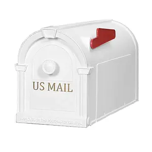 Hampton Post-Mount Mailbox, White with Gold Lettering