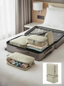 durable fabric compression packing cubes for suitcases, travel accessories, 4 counts light travel suitcase organizer bags set back to school, with shoe bag, expandable packing luggage organizer bags, space-saving accessories, travel essentials