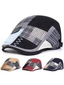 Unisex Colorful Fabric Patchwork Beret Hat, Outdoor Adjustable Sun Protection Casual Cap, Spring & Fall Travel Beach Vacation