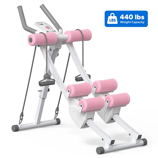 Merach Dual Track Single Track Adjustable Ab Trainer Machine with LCD Monitor, Core & Waist Shaper at Home Gym for Women, Foldable Exercise Machine for abs, Arm, Leg, Buttocks Shaper, Workout Equipment BackToSchool