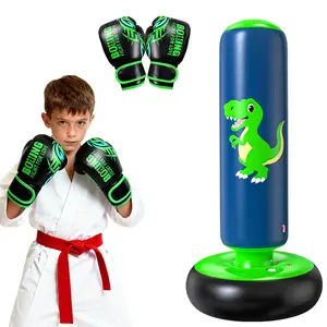 New Year gifts, inflatable boxing bags, 48-inch stable inflatable boxing bags for 3-6 children, dinosaur toys and gifts for boys and girls, children's boxing gloves for practicing karate and Taekwondo