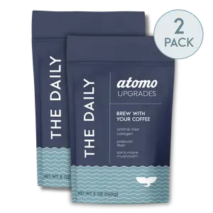 ATOMO - The Daily Refill Pack (28 Servings) Functional Coffee Upgrade – Brews with Your Coffee (Not Instant) – Animal-Free Collagen, Lion’s Mane, Prebiotic Fiber, Lower Acidity & Green Tea Caffeine