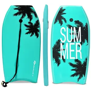 Surfing Boards for Beach Lightweight BodyBoard with EPS Core XPE Deck HDPE Slick Bottom Wrist Leash Palm Design Summer Fun