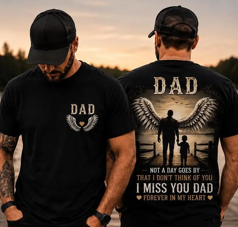 Dad Memorial Shirt, Angel Wings Remembrance Tee, Grief Loss Father Shirt, In Loving Memory Gift
