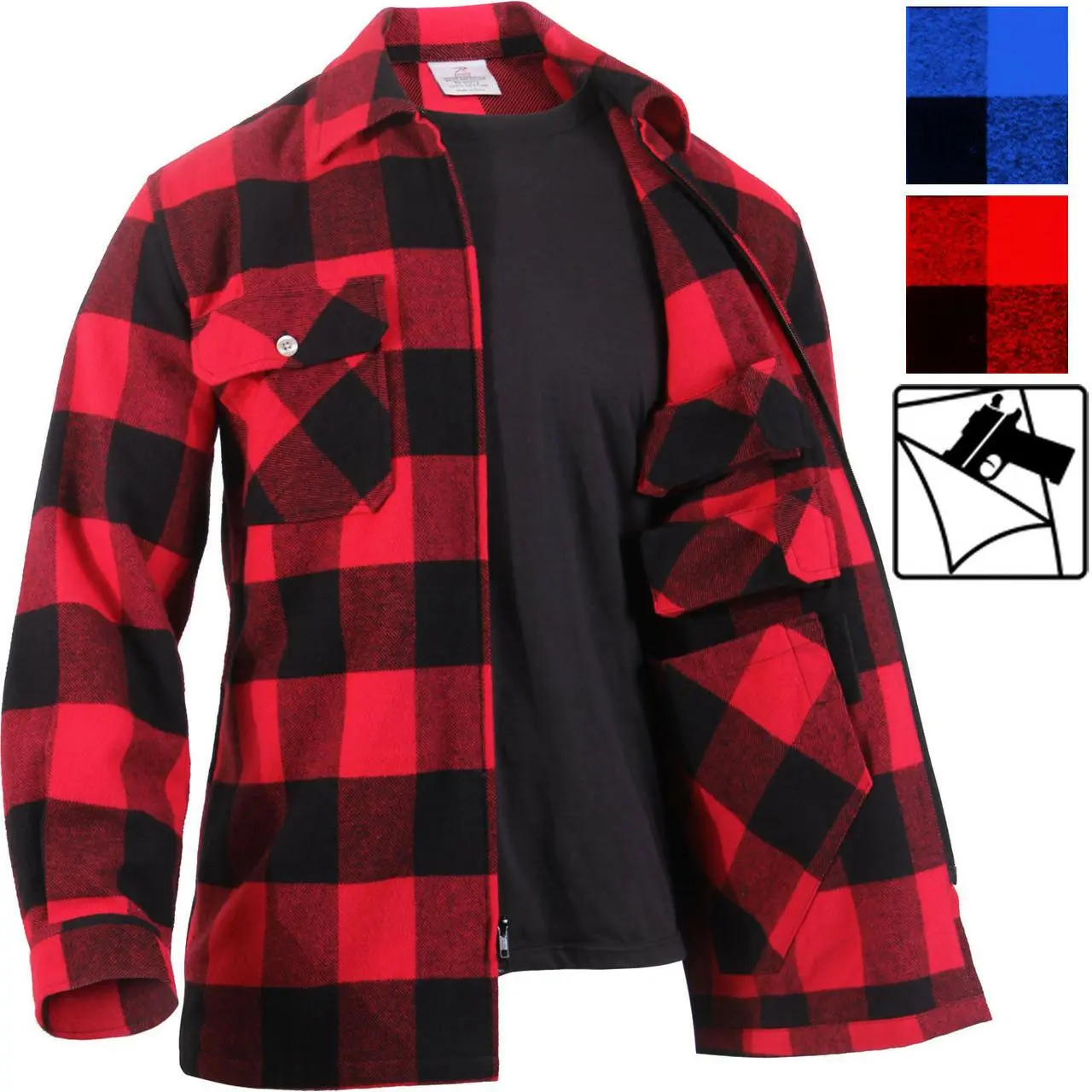 Women's Flannel Shirt Jacket, Casual Long Sleeve Buffalo Plaid Cotton Top with Concealed Carry (CCW) Pockets, Heavyweight Zip-Up Shacket