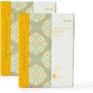 Watercolor Sketchbook,100% Cotton Acid-Free 140lb/300gsm Hot Press Hardcover Watercolor Journal Notebook 2 Pack,40 Sheets 5.35 x 3.86 inches