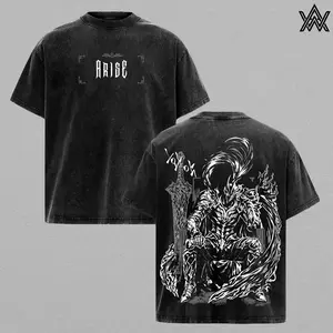 Igris Tee Washed – Solo Leveling Washed Anime Manga T-Shirt, Vintage Washed Crimson Shadow Knight Graphic Tee, Unisex Oversized Streetwear Shirt, Monarch Army Warrior Anime Aesthetic Tee, Gift for Solo Leveling Fans