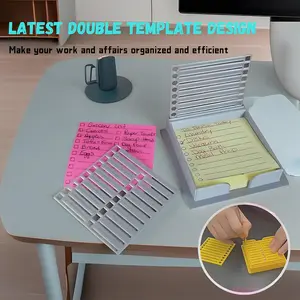 Sticky Note Stencil, Sticky Note Holder with Stencil 3x3 Sticky Note Line Stencil and Holder, Perfect for to-Do Lists, Home, Office, Sticky Notes Dispenser, Reusable Note Organizer (Black)
