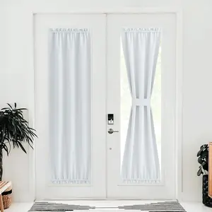 NICETOWN Blackout Door Curtains, Elegance French Door Curtains for Privacy, Easy Installed Panels, Room Darkening Window Covering for Doorway (Greyish White, 25" W x 80" L, 1 Panel)