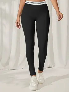 High-End Fitness, Letter Waist High-Waisted Sharkskin Pants, Butt Lifting, Tummy Control, Slimming Underwear, Yoga Pants