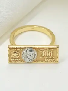 14k Feng Shui Ring, Dual Tone Relief Design, Us $100 Nugget, Unisex, New Year, Anniversary Accessory, Jewelry Rings, Finger Rings