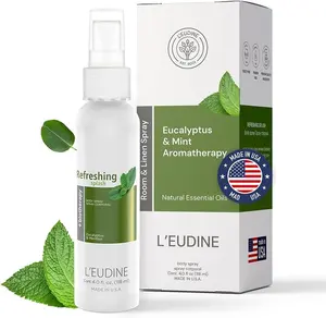 LEUDINE SPRAY refrescante con aceite de eucalipto, spray para el cuidado respiratorio corporal con infusión de menta y aloe, suave para la piel, ambientador multiusos para espacios