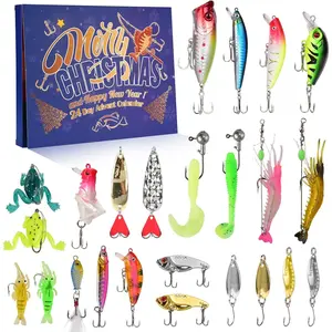 Fishing Advent Calendar 2025 24 Day Christmas Countdown Fishing Lures Tackle Set for Fisher Men Father Granpa Boys 2025 Xmas Surprise Gift