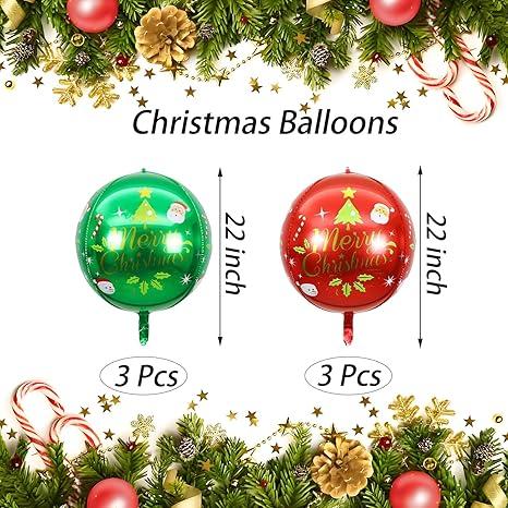 6pcs Christmas Balloons Red And Green Foil Balloon Christmas Decorations, New Year  Party Decor, Birthday Decorations for All Ages