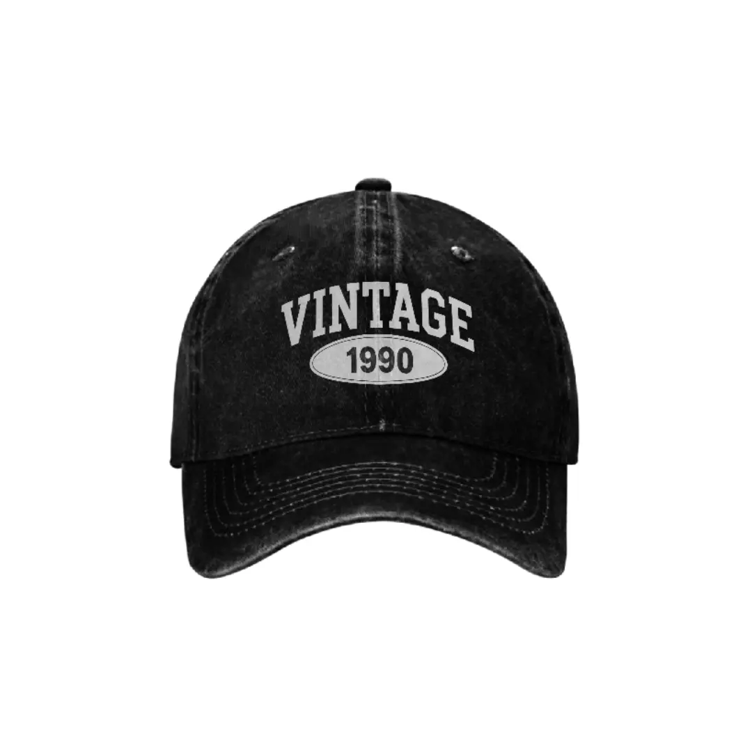 Vintage 1990 Baseball Cap for Men Women, Retro Style Cotton Dad Hat with Classic Year Design, Adjustable Casual Outdoor Hat for Daily Wear Travel Camping Birthday Gift Christmas Holiday Nostalgic Present