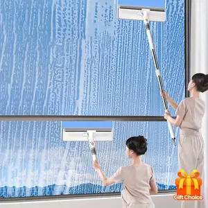 Professional window squeegee cleaner, 2-in-1 retractable window squeegee and brush - long handle design, suitable for wet and dry use on glass, car windows, floors, and furniture, Halloween gift, Christmas gift