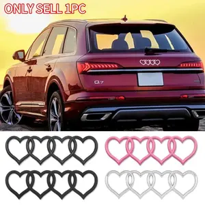 Audi 3D Stereo Love Heart Front & Rear Car Emblem Steering Wheel Center Console Decorative Sticker Hood & Trunk Badge Car Exterior Decoration Accessories Fit for Audi A6 RS4 RS6 A7 A8 Q3 Q5 RS7 A3 A4 A5 Q7 RS3 RS5