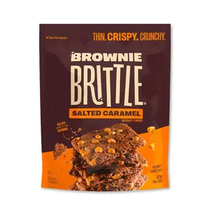 Brownie Brittle – Salted Caramel Thin and Crispy Sweet Snacks Pack of 1, 14 oz, Rich Gourmet Brownie Bites Dessert - Cake
