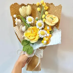 Crochet Flower Bouquet D, Medium Handmade Yarn Flowers Gift Home Decor