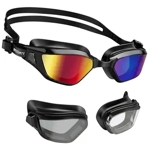 【Vecukty】Adjustable Anti Fog Black Swim Goggles, Professional Swim Accessories for Men & Women