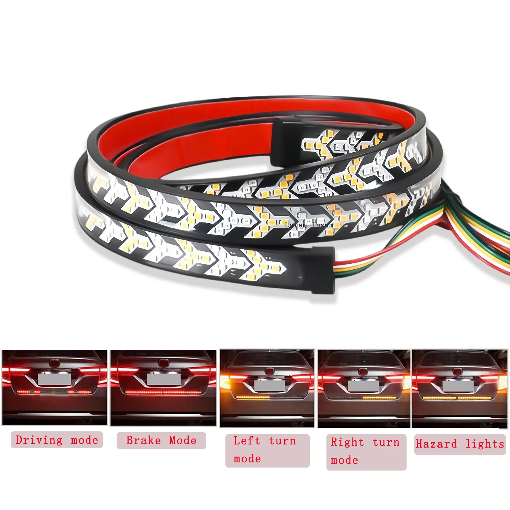60-Inch 12V&24V LED Tailgate Light Bar Strip, Car Brake Reverse Turn Signal Light, Universal Fit for Trucks & SUVs