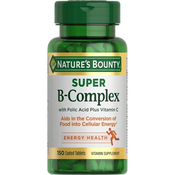 Nature's Bounty Super B Complex Vitamins with Vitamin C & Folic Acid, Vitamins for Immune & Cellular Energy Support, 150 Tablets