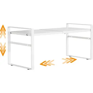 Expandable Cabinet Shelf Organizer Riser for Pantry Cupboard Sink Countertop,Cabinet Shelf (White)