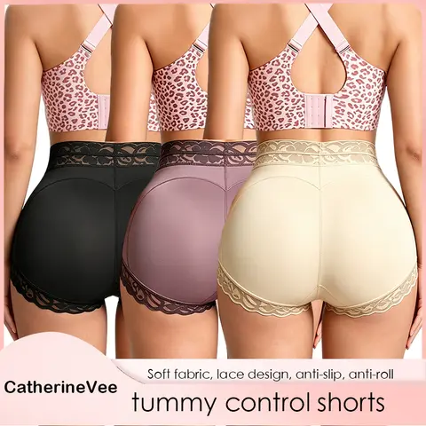 Women's 3pcs High Waist Shapewear Panties - Plain, Lace Mesh Breathable, Non-Slip Strips, Machine Washable, Sexy Elegant Daily Underwear