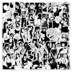 Anime Girl Pattern Sticker, 60pcs/set Self Adhesive Decorative Stickers, DIY Decals for Water Bottle, Laptop, Phone Case, Scrapbooking, Journal Making