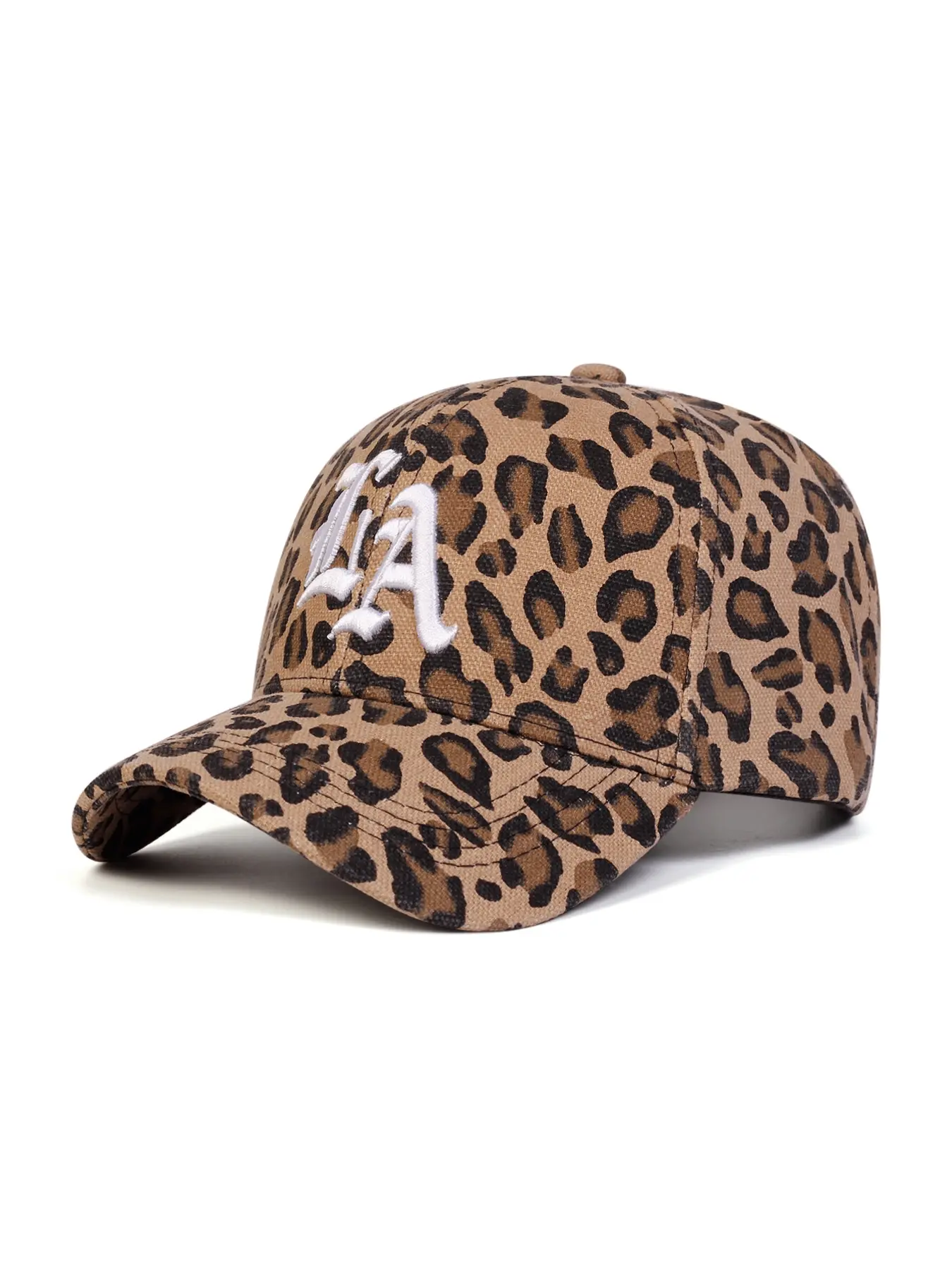 Unisex Gothic La Embroidered Leopard Print Baseball Cap, Embroidery Hat, Adjustable Outdoor Sun Protection Hat for Travel Beach Vacation, Leopard Vintage Hat, Adjustable Stylish Hat