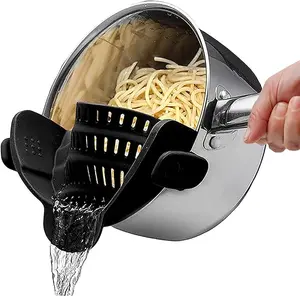 Strain Pot & Pasta Strainer - Adjustable Silicone Clip On Strainer for Pots, Pans, & Bowls- Kitchen Utensils Draining