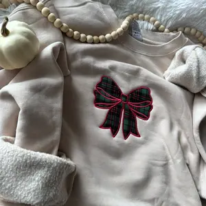 Embroidered Christmas Sweatshirt, Bow Sweatshirt, Christmas Bow Sweatshirt