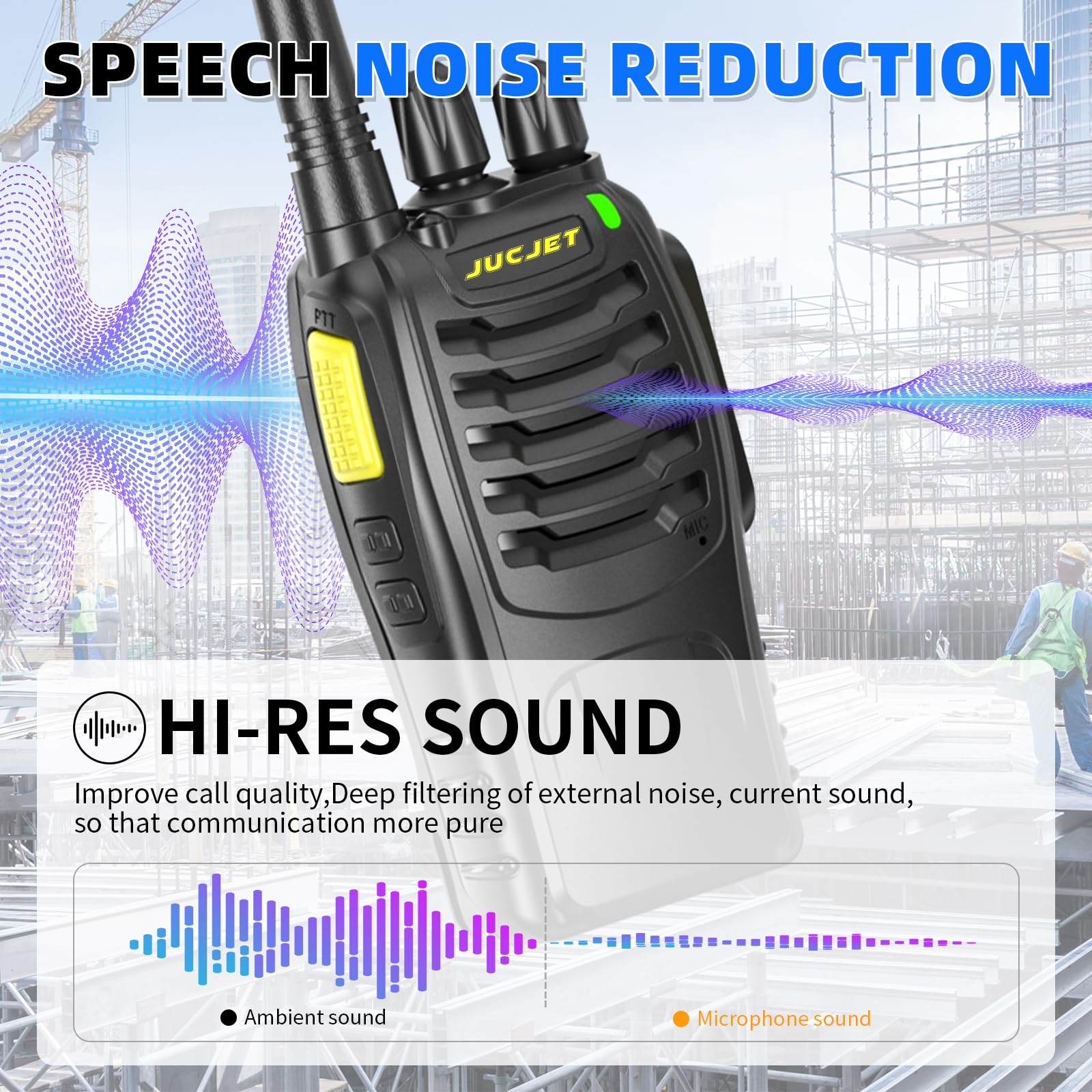 Walkie Talkies for Adults 4 Pack - Rechargeable Long Range 2 Way Radios with Charging Base, Headsets, Type-C Cable, One-Click Pairing, Noise Reduction & Digital Encryption - Perfect for Family Outdoor Hiking (Black)