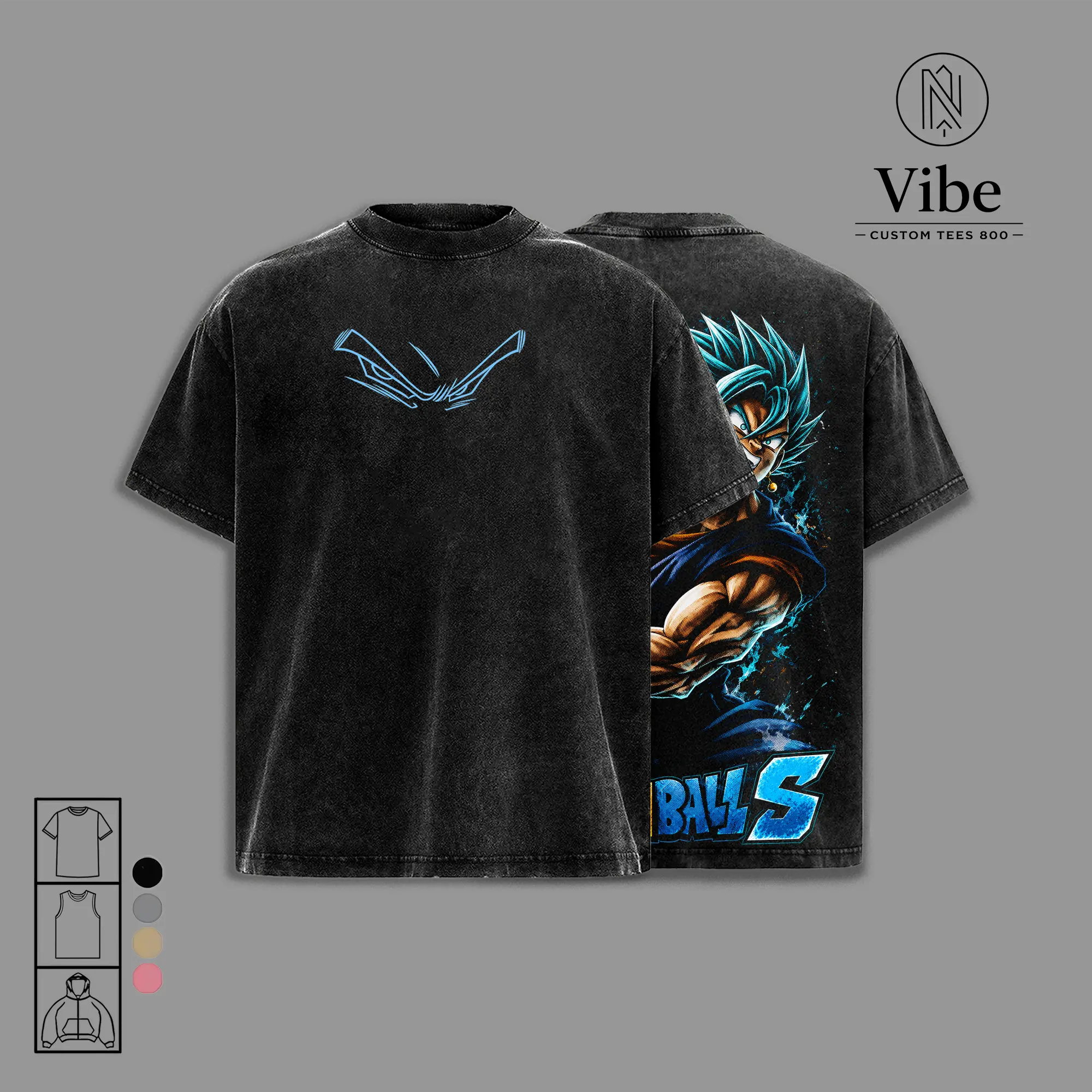 Vegito Super Saiyan Blue DBS Vintage Washed Anime T-Shirt, Tank Top, Sweatshirt, Hoodie SSB Vegito Fusion Warrior Graphic Tee, DBS Manga Oversized Heavyweight Cotton Streetwear Shirt