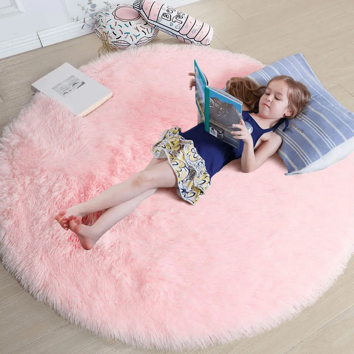 Cute Round Shaped Carpet, 1 Count Soft Plush Rug, Decorative Fluffy Mat for Living Room & Bedroom, Fashionable Carpet for Home Decoration