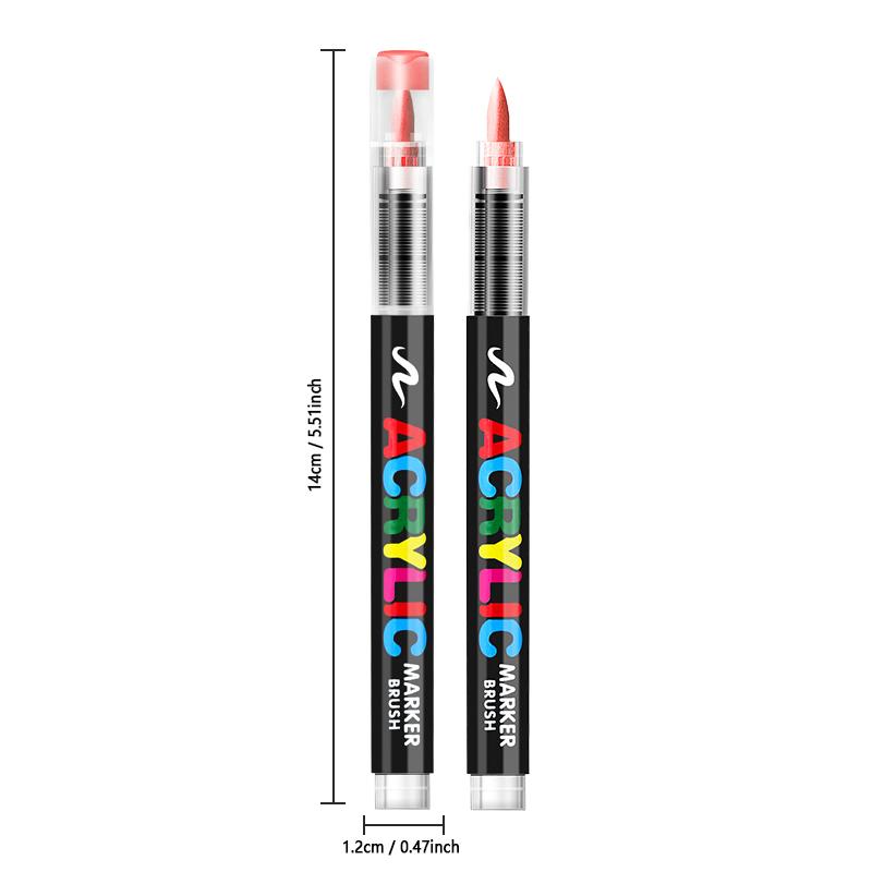 12/24/36/48 -Colors Acrylic Marker Pens - New Arrival! Multiple Colors For Choice, Office & Painting Supplies, High - End Set With Exquisite Packaging, Suitable For Gifting, For Professional Art Painting, Soft Brush Tip Art Marker Pens
