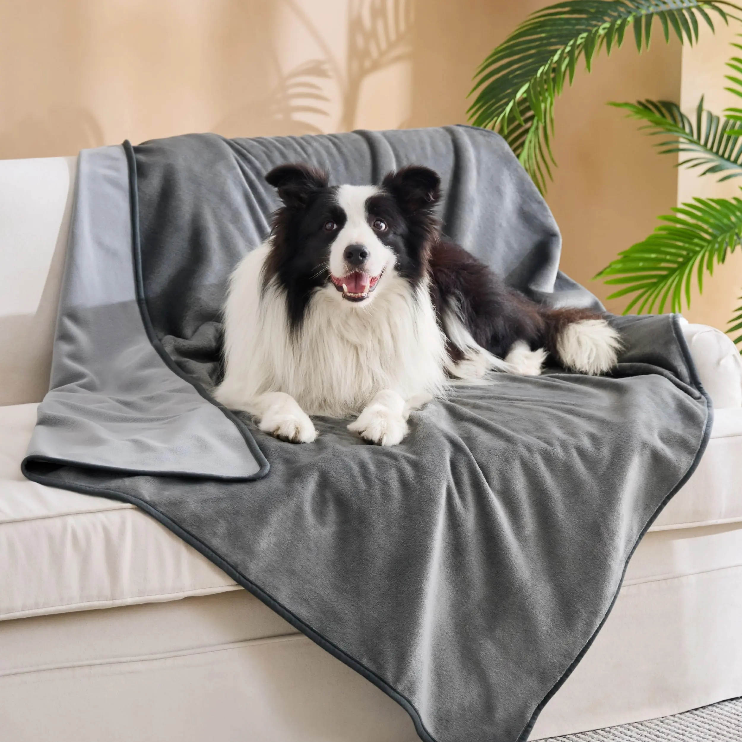 Bedsure Waterproof Blanket Soft Flannel Fleece Couch Cover,50x60 Grey | Dog Blankets for Large Senior Dogs，Washable Throw for Pet Cat Leakproof,Furniture Protector for Travel Camping