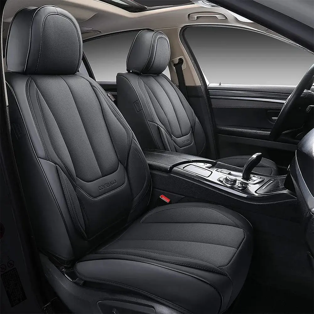 Coverado 5 Seats Front and Rear universal soft Luxury Seat Covers for Cars Full Set Premium Leather Waterproof Universal Fit for suv for cars forro para asiento de autos Cars accessories [Seat cover01]  rav4 seatcovers leather seat covers