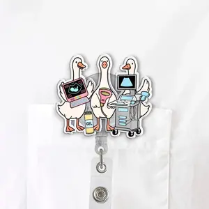 Custom Ultrasound Tech Badge Reel, Sonographer ID Holder, Personalized RDMS Gift, Funny Nurse Badge Clip, Ultrasound Technician Reel