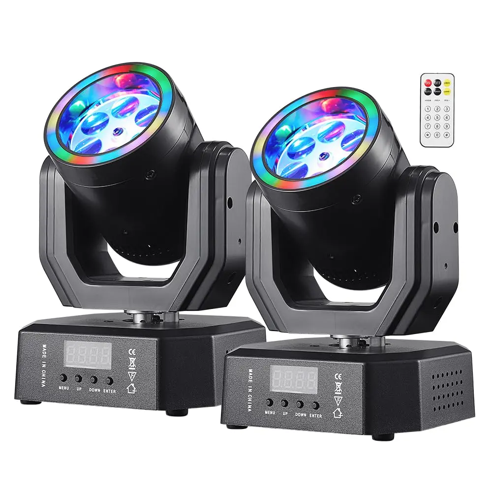 Mini Moving Head Light, 30W Compact Led DJ Stage Lights Moving Head Bee-Eyes with Halo Effects, Remote/ DMX512/ Sound Control for Wedding DJ Party Disco Club Small Venues