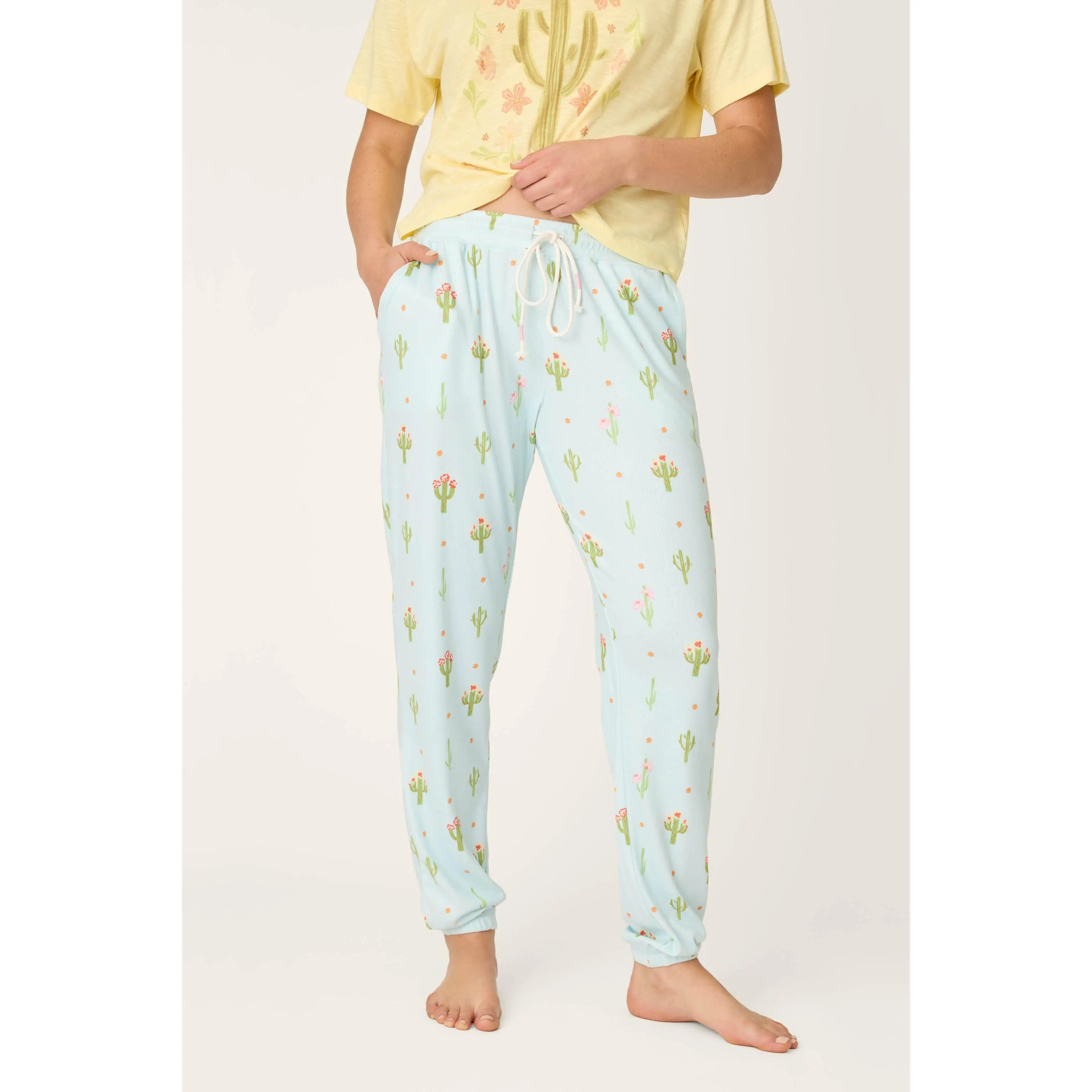 Feelin' Prickly Cactus Blooms Banded Pants