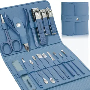 Set Professional Nail Clippers Pedicure Kit, 16 pcs Stainless Steel Nail Care Tools Grooming Kit with Luxurious Travel Leather Case for Thick Nails Men Women Gift